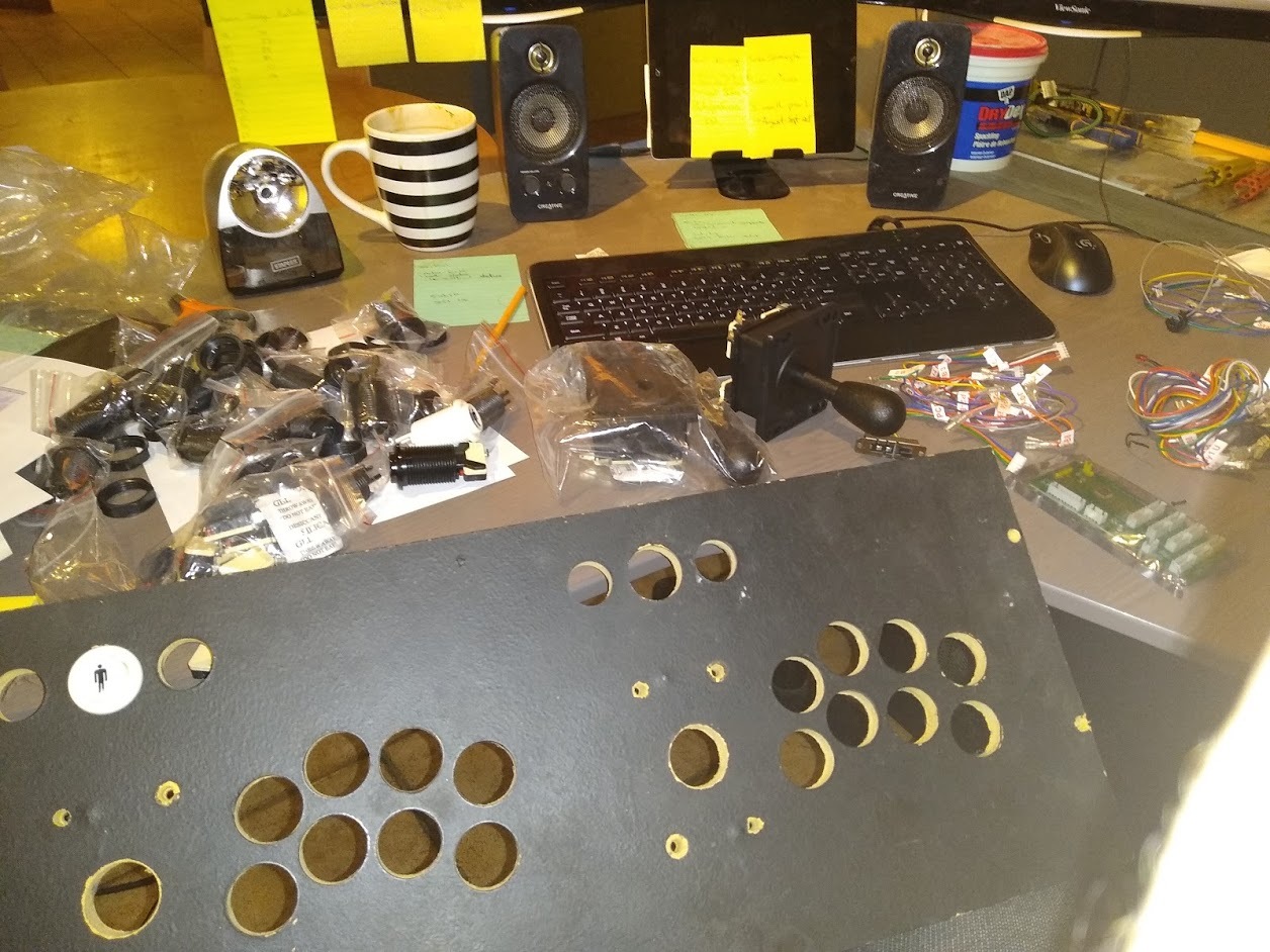 Arcade cabinet joystick and button construction